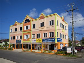 Colourful house with shops