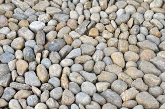 Newly laid pavement of pebbles