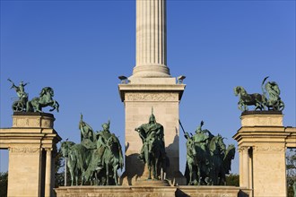 Millennium Monument with equestrian statue of Prince Arpad