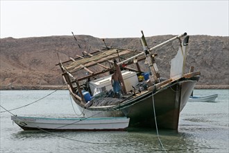 Dhow-ship in the harbour of Sur