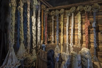 Different coloured hemp ropes at the Museum of Nusfjord