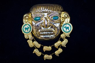 Golden pre-Columbian Inca mask