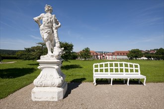 Sculpture and bench in the park