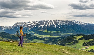 Female hiker on the hiking trail to Spitzstein