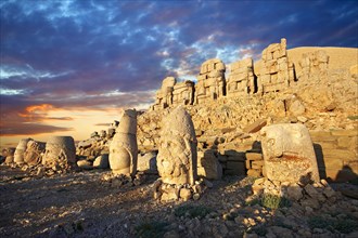 Statues around the tomb of Commagene King Antochus I on the top of Mount Nemrut