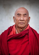 Portrait of an elderly Buddhist monk at Tawang Monastery