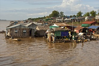 Huts of a floating slum
