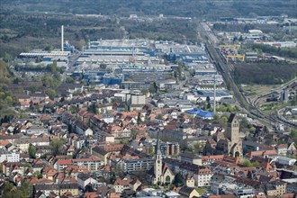 The city of Singen am Hohentwiel with the aluminum plant
