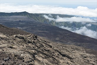 Cooled lava flow in the Cratere Dolomieu crater of Piton de la Fournaise volcano