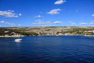 Bay with blue water and boats
