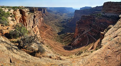 Rugged canyons of Shafer Canyon and the Shafer Trail Road