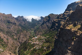 View of the village of Curral das Freiras seen from Pico dos Barcelos mountain