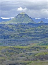 View from Mt Eggjar across the Emstrur lava desert to Hattafell