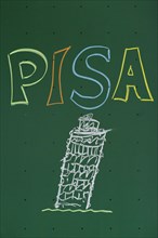 PISA' written with chalk on a blackboard