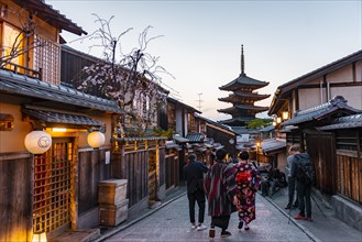 Pedestrian with kimono