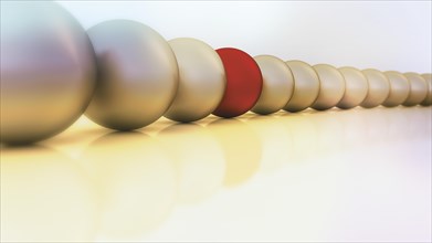 Different coloured balls or spheres arranged in a row