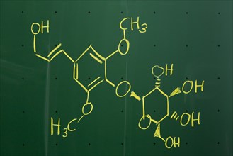 Chemical formula written with chalk on a blackboard
