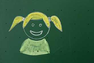 Child drawn with chalk on a blackboard