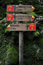 Signpost Hiking trail PR 9 Levada Levada Levada Caldeirao Verde