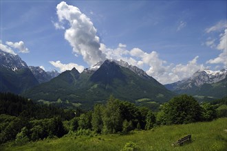Berchtesgaden Alps with Hochkalter Mountain at the rear and Reiteralpe Mountain on the right