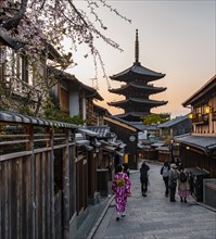 Pedestrian with kimono