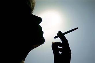 Woman smoking a cigarette