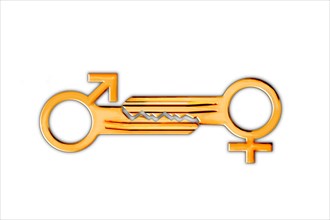 Keys with the symbols for Mars and Venus