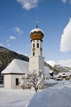 Snow-covered church
