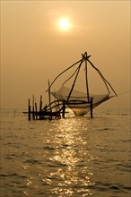 Chinese fishing net at sunrise