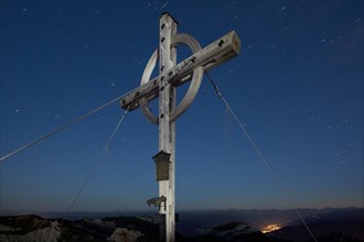 Summit of Mount Hochiss in the Rofan massif at night