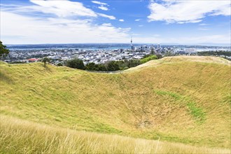 Volcanic crater of Mount Eden with views over Auckland