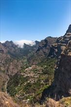 View of the village of Curral das Freiras seen from Pico dos Barcelos mountain