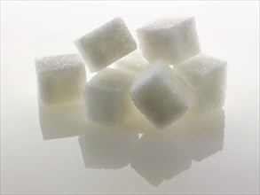 White refined sugar cubes