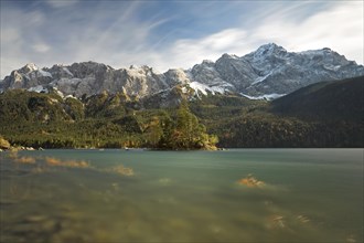 Foehn storm at Eibsee Lake with Mt Zugspitze