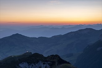 View of Ebenalp and Appenzeller Land in morning mood