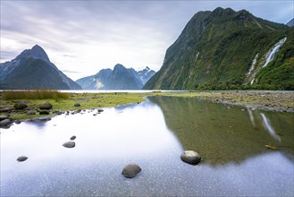 Evening at Milford Sound with Mitre Peak