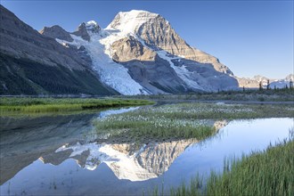 Mount Robson with its eflection in Berg Lake