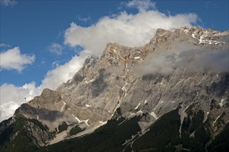 Wetterstein Mountains from the west with Zugspitze Mountain and Schneefernerkopf Mountain