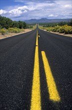 Road with a yellow line markings