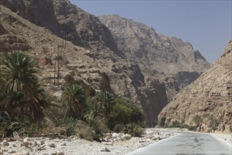 Road in the Wadi Shab mountain ravine