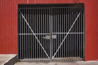 Garage entrance with a steel gate