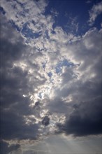 Rain clouds with sun rays