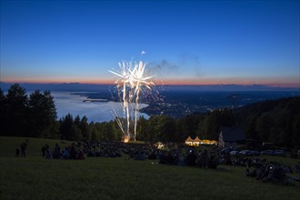 Solstice celebrations with fireworks on Mt Pfaender