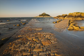 Causeway to the island of St Michael's Mount at high tide