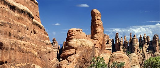 Devil's Garden with stone pinnacles of red Navajo sandstone formed by erosion