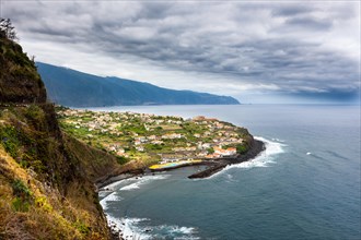 Ponta Delgada viewed from cliff coast