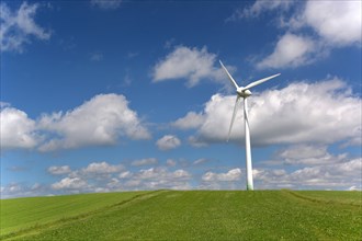 Wind turbine on a green field