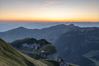 View of Ebenalp and Appenzeller Land in morning mood