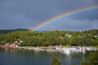 Rainbow over a port
