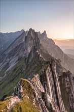 Mountain ridge in the Alpstein range in evening light